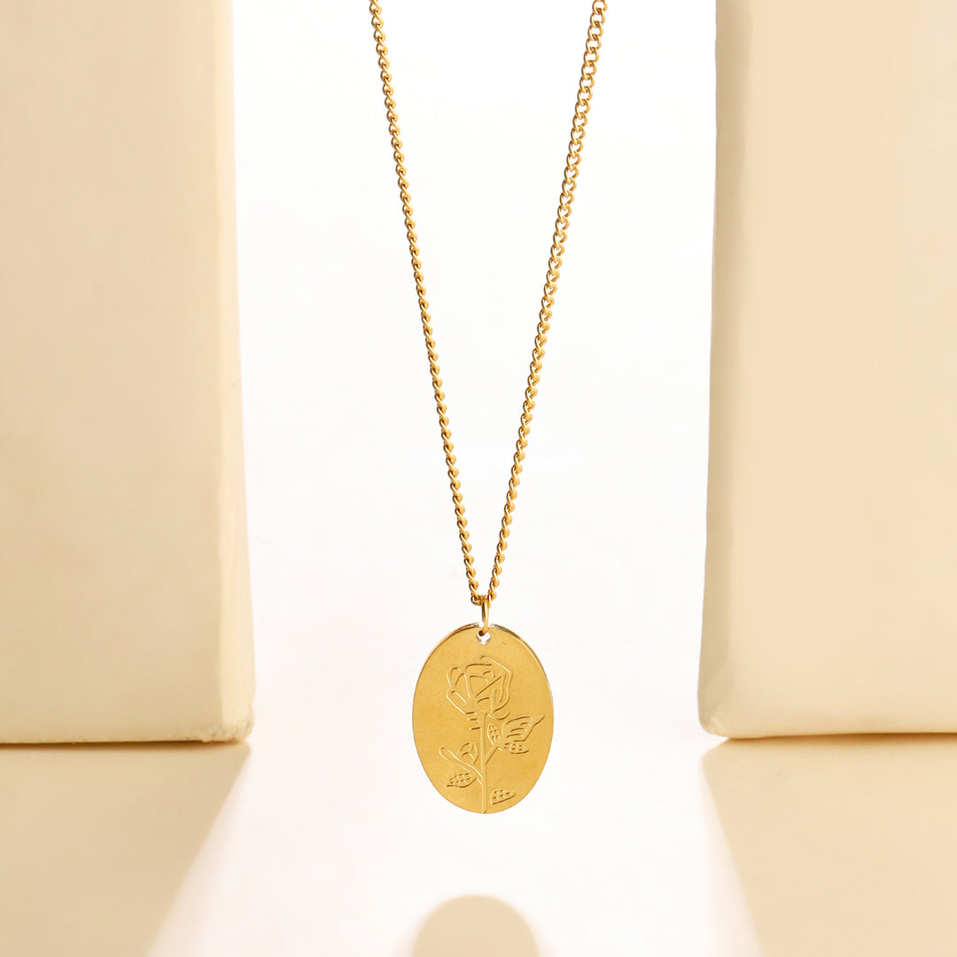 Rose Impression Charm Gold necklace - Salty Accessories