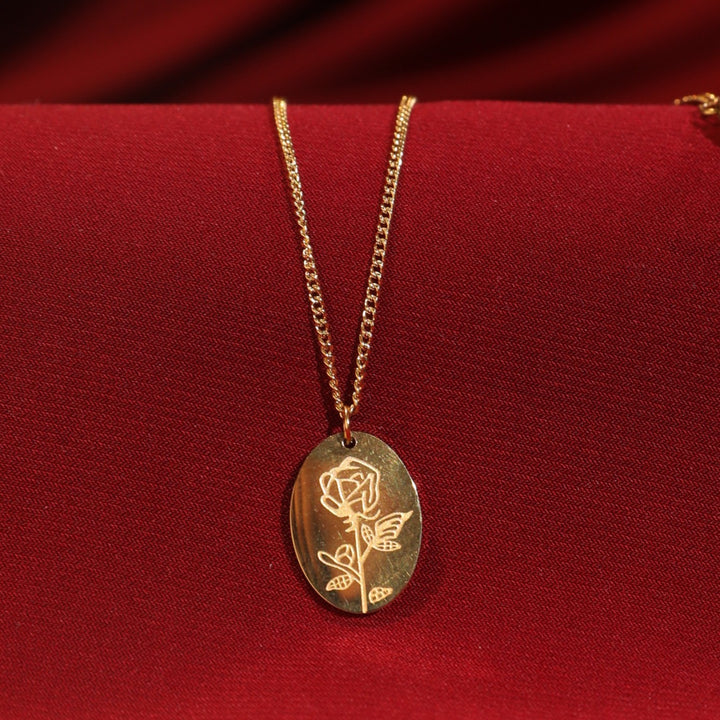 Rose Impression Charm Gold necklace - Salty Accessories