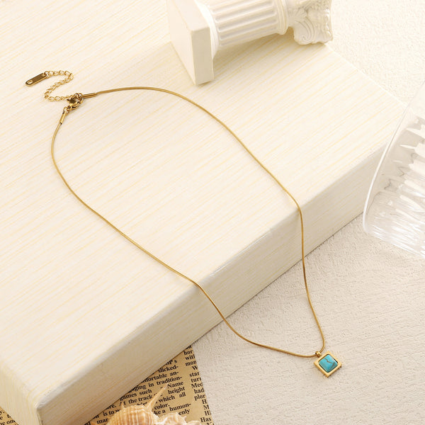 Sapphire Square Gold Necklace