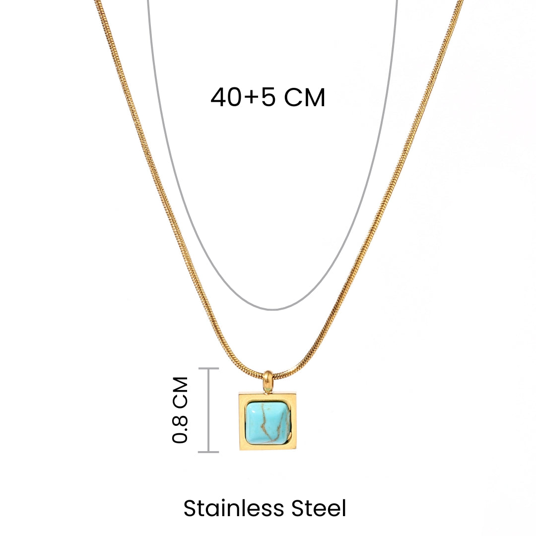Sapphire Square Gold Necklace