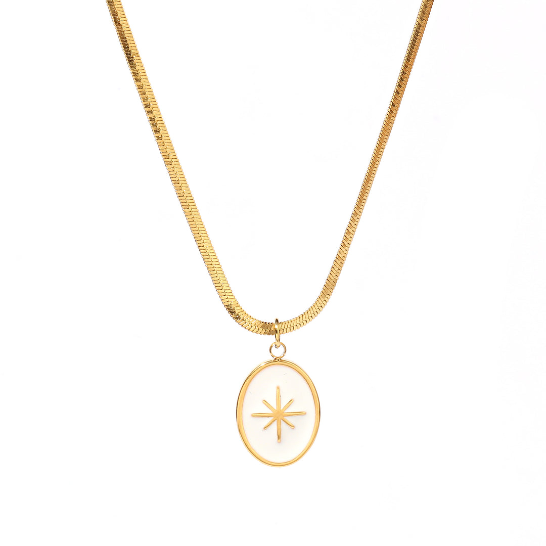 White Enamel Star Charm Necklace