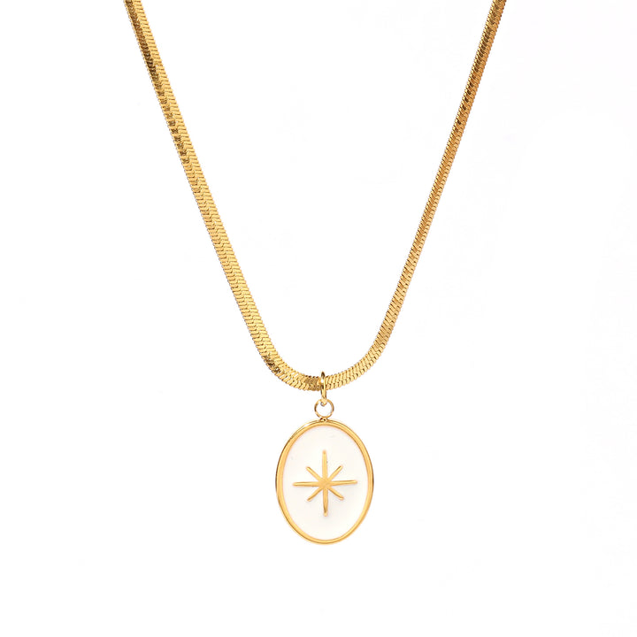 White Enamel Star Charm Necklace