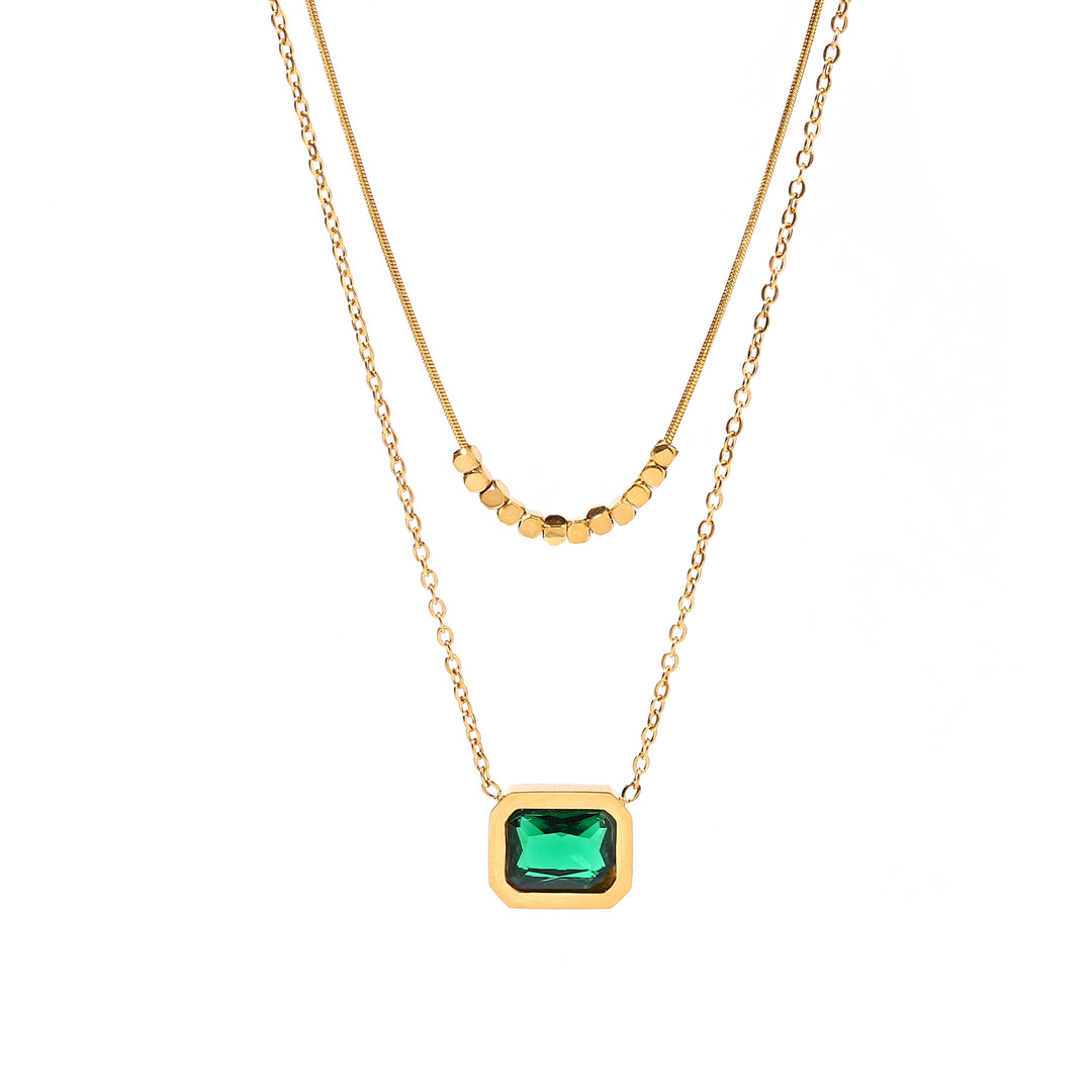 Emerald Beauty layered Gold Neckace