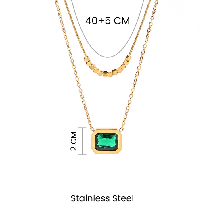 Emerald Beauty layered Gold Neckace