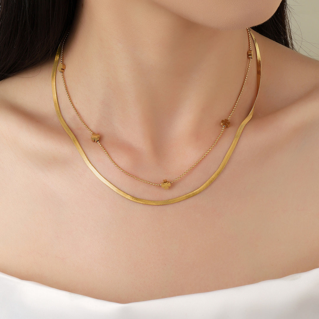 Mini Clover Layered Gold Necklace