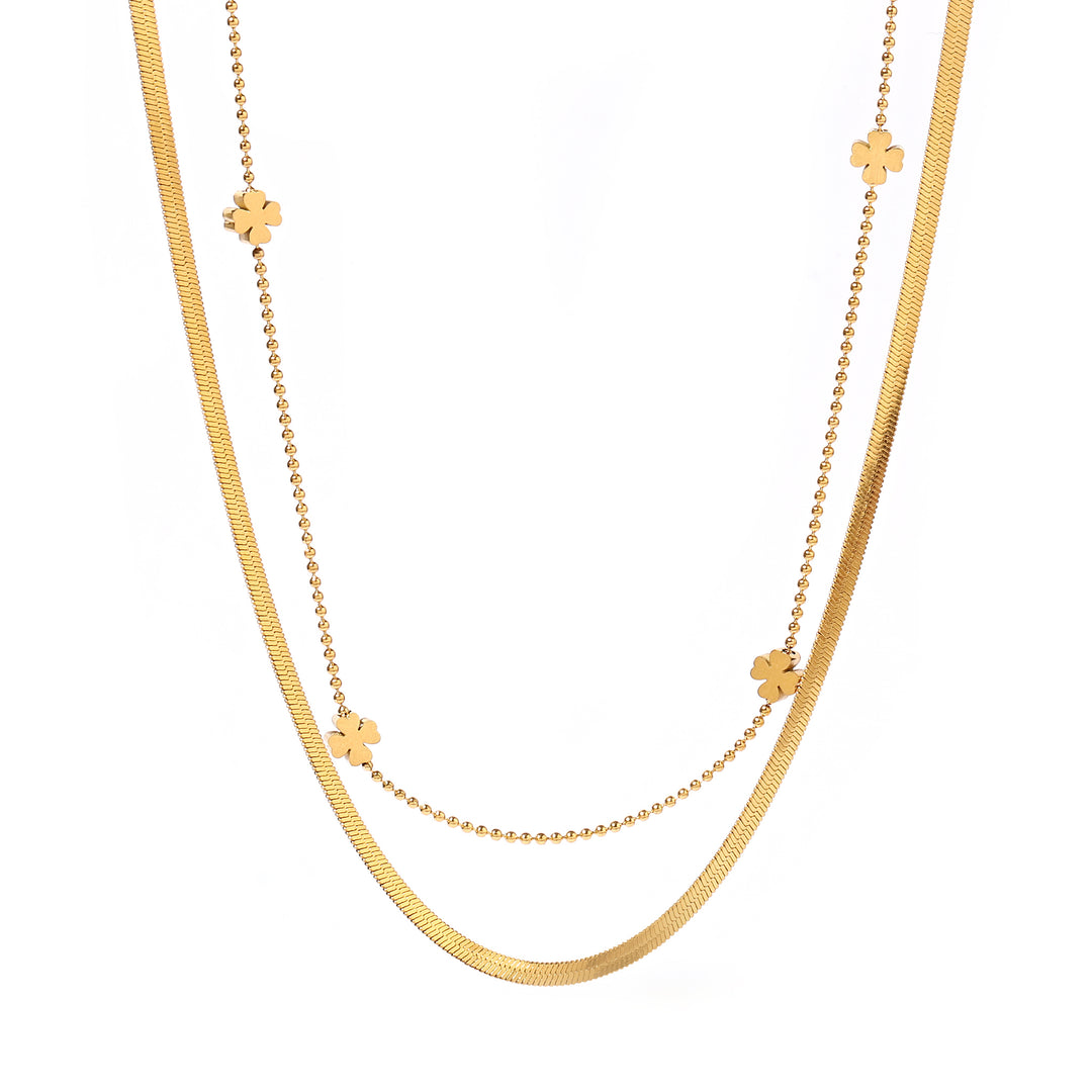 Mini Clover Layered Gold Necklace - Salty Accessories