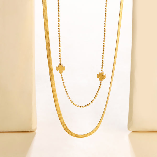 Mini Clover Layered Gold Necklace