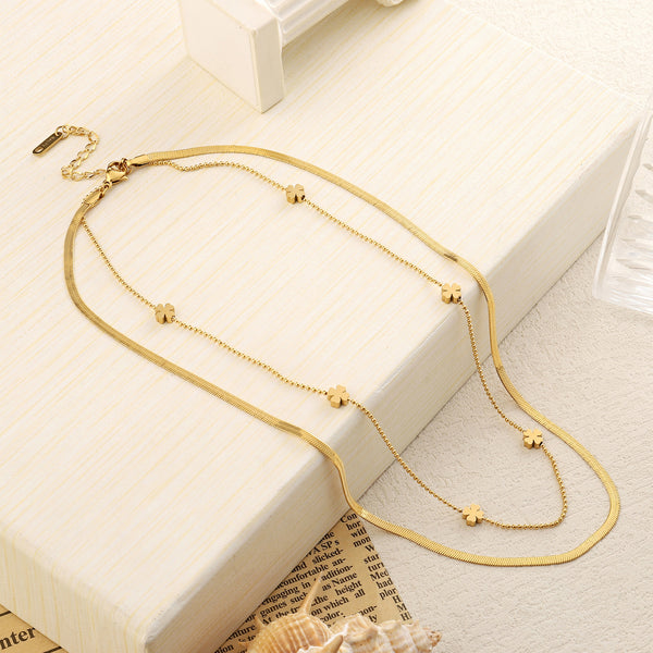 Mini Clover Layered Gold Necklace
