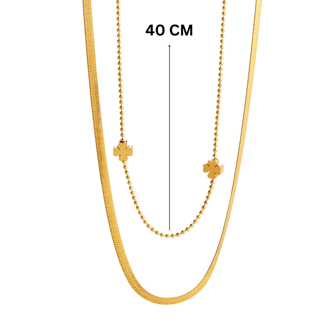 Mini Clover Layered Gold Necklace - Salty Accessories