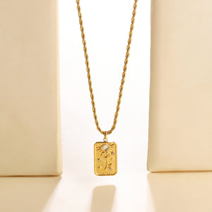 Embossed Flower Charm Gold Necklace