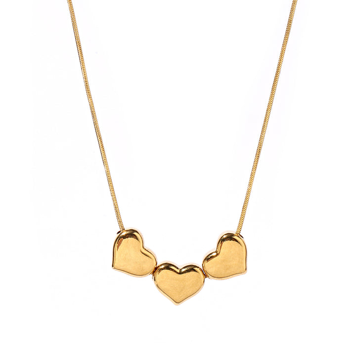 Tiny Tri Hearts Gold Necklace - Salty Accessories