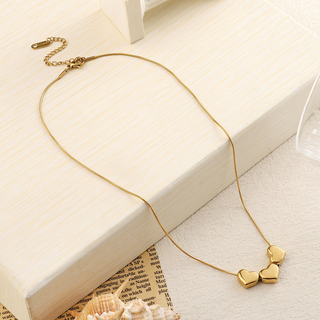 Tiny Tri Hearts Gold Necklace - Salty Accessories