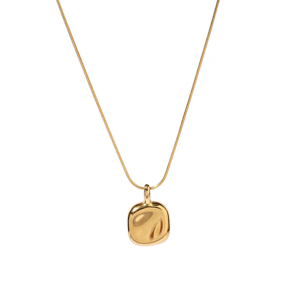 Round Textured Charm Gold Necklace