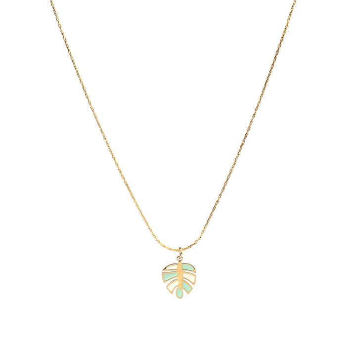 Autum Leaf Green White Necklace - Salty Accessories