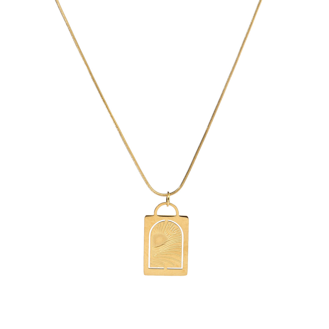 Sunray Frame Gold Necklace - Salty Accessories