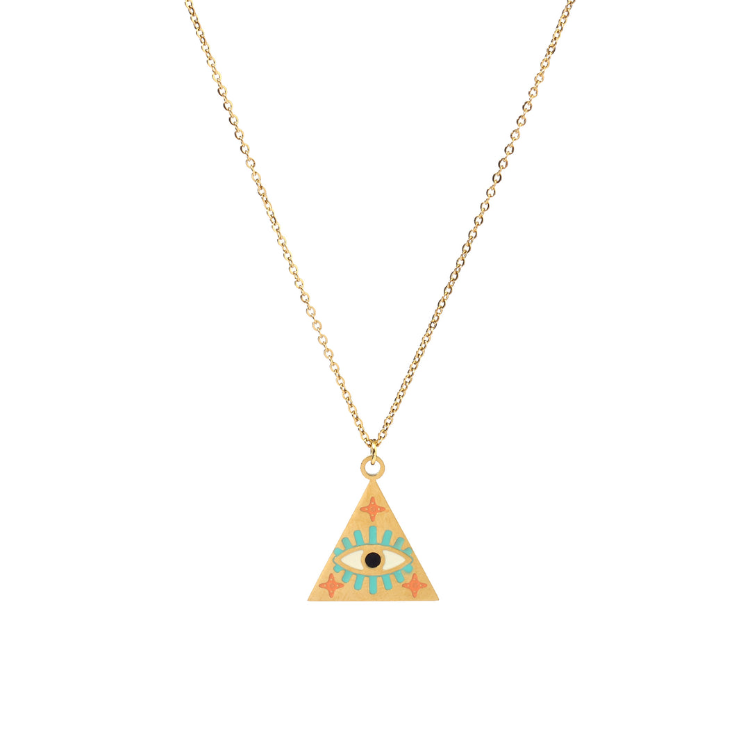 Pyramid Evil Eye Necklace - Salty Accessories