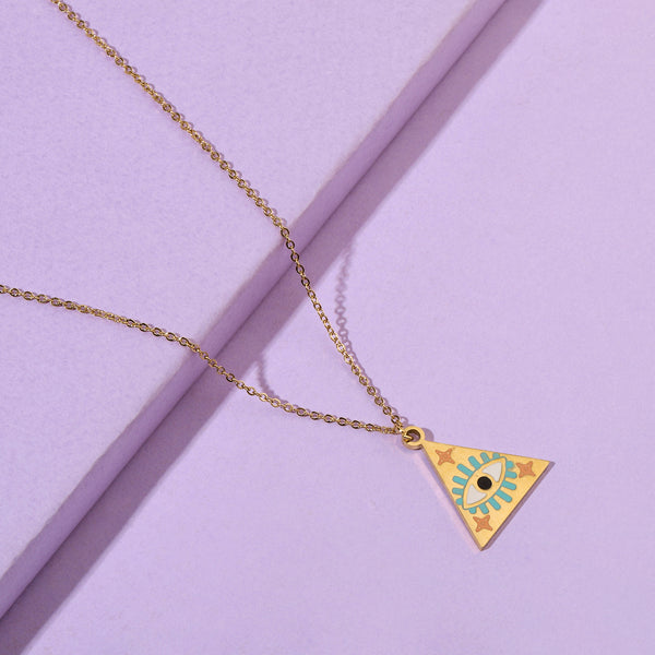 Pyramid Evil Eye Necklace