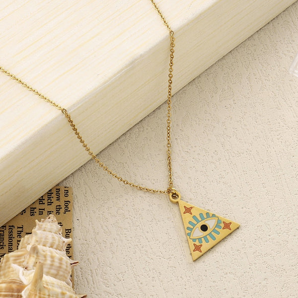 Pyramid Evil Eye Necklace