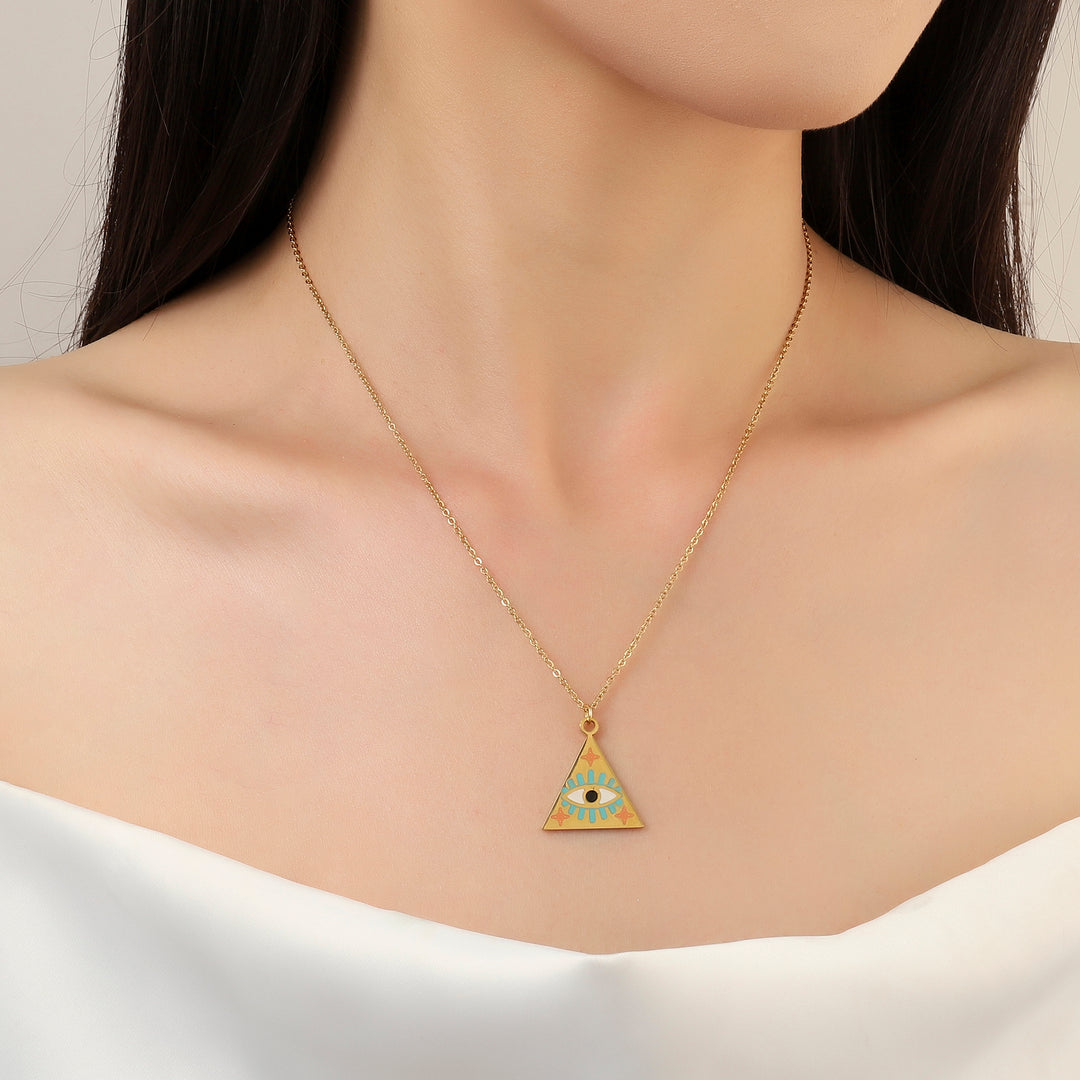 Pyramid Evil Eye Necklace - Salty Accessories