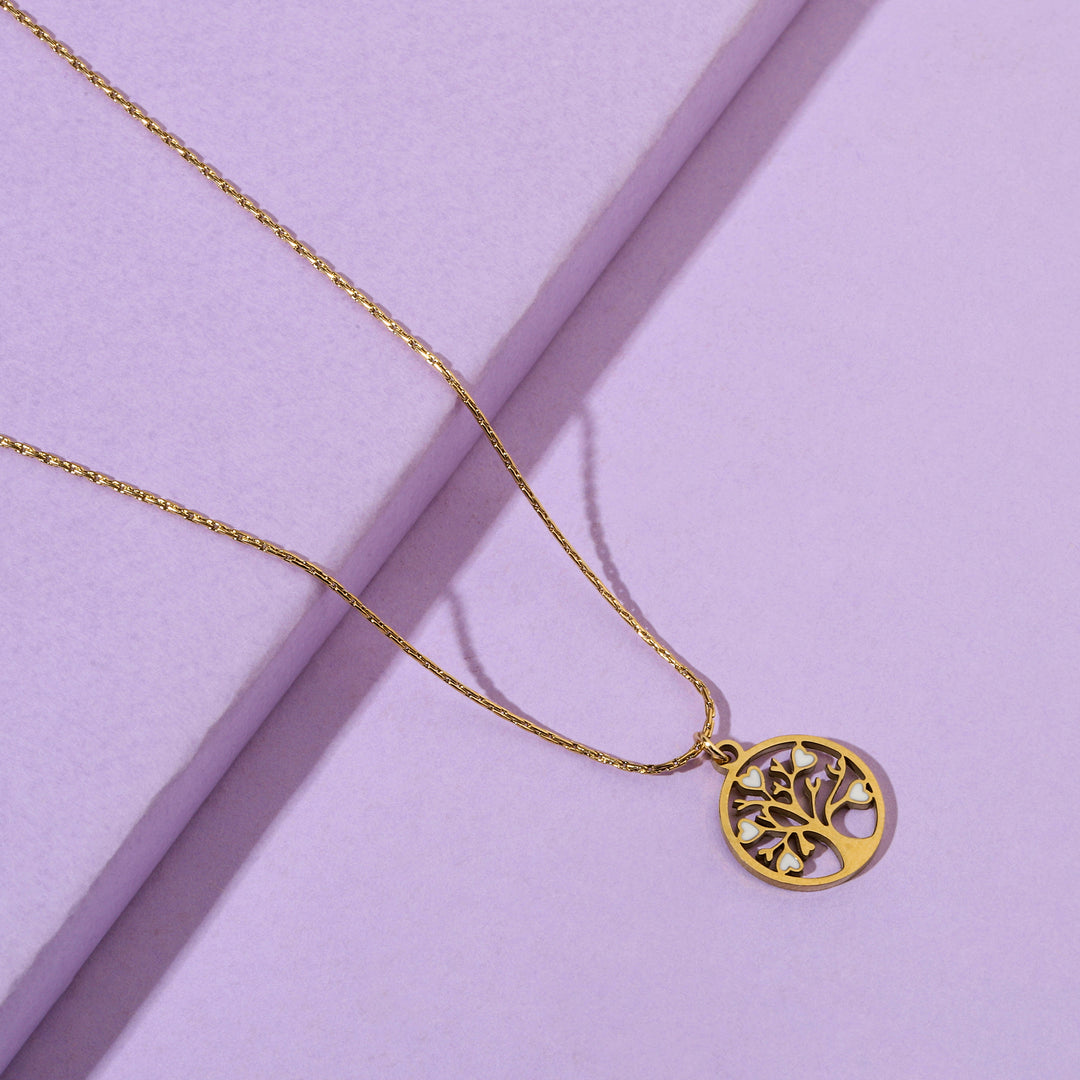 Tree Of Life White Heart Necklace - Salty Accessories