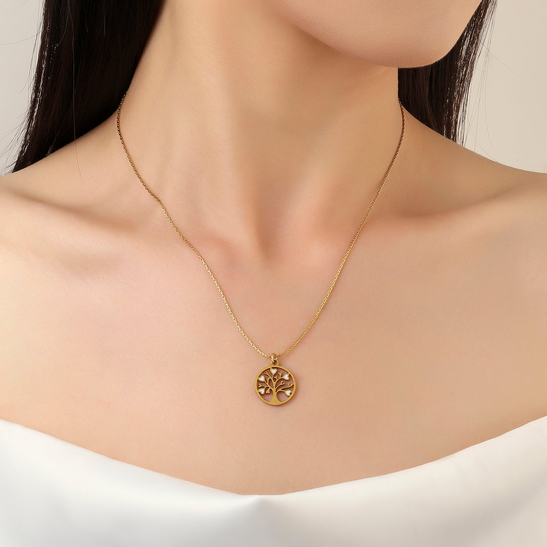 Tree Of Life White Heart Necklace - Salty Accessories