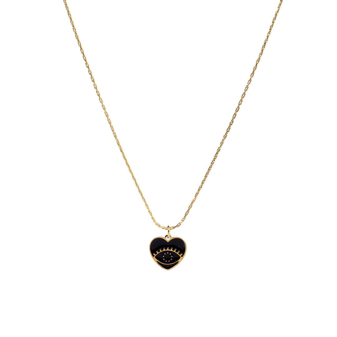 Black Heart Evil Eye Necklace - Salty Accessories