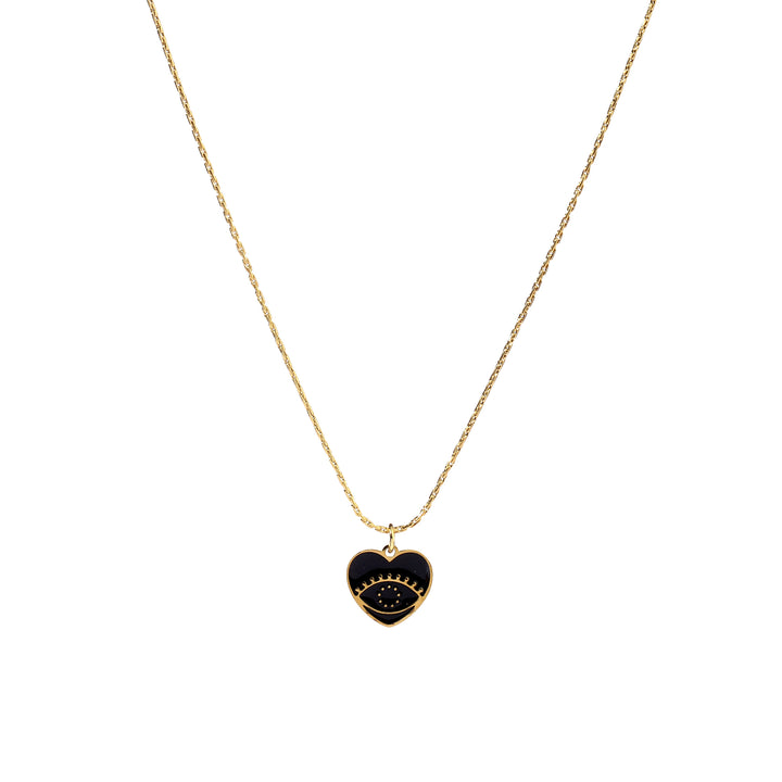 Black Heart Evil Eye Necklace - Salty Accessories