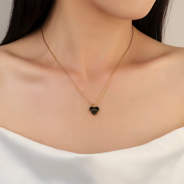 Black Heart Evil Eye Necklace - Salty Accessories