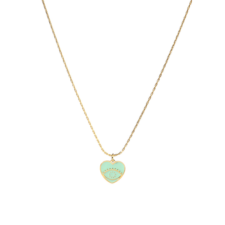 Misty Green Heart Evil Eye Necklace - Salty Accessories