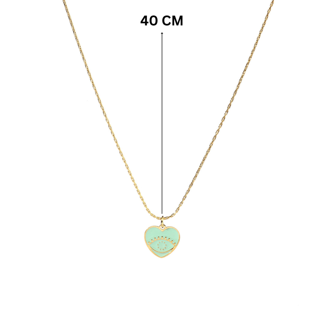 Misty Green Heart Evil Eye Necklace