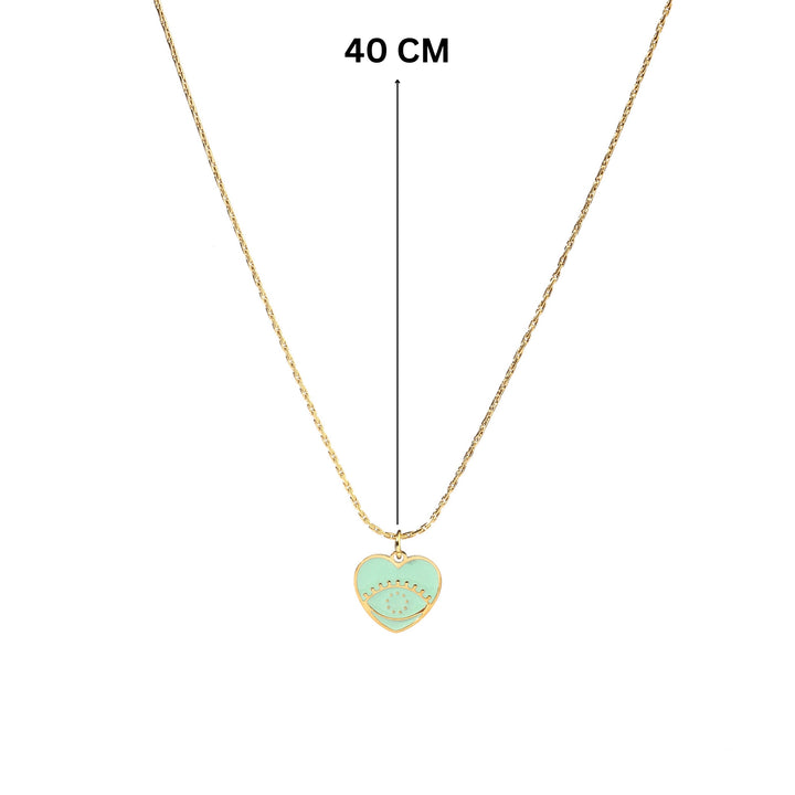 Misty Green Heart Evil Eye Necklace - Salty Accessories