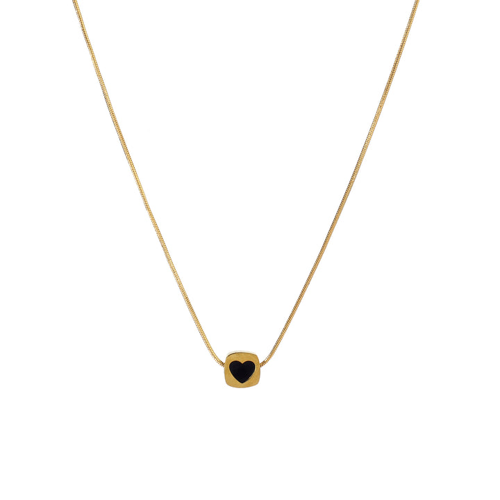 Embbed Black Heart Necklace - Salty Accessories