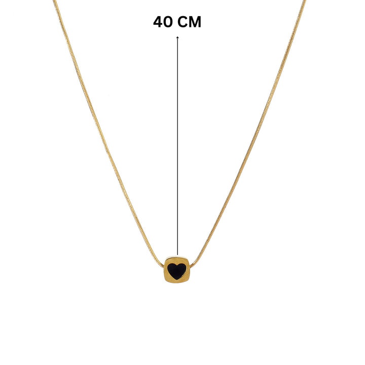 Embbed Black Heart Necklace - Salty Accessories