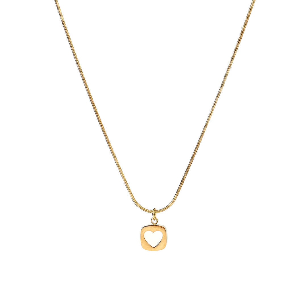 Embbed White Heart Necklace