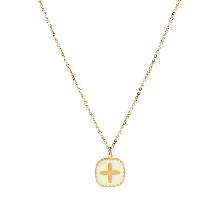 White Cross Gold Necklace
