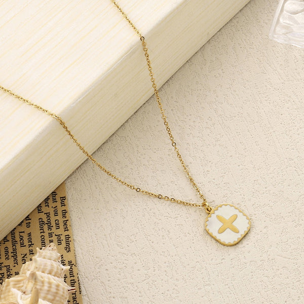 White Cross Gold Necklace