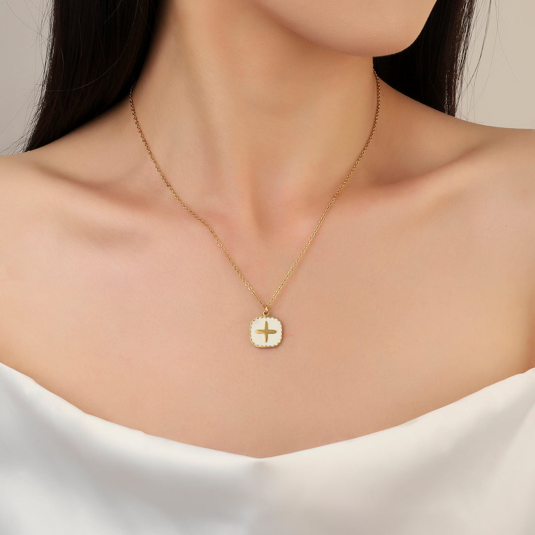 White Cross Gold Necklace - Salty Accessories