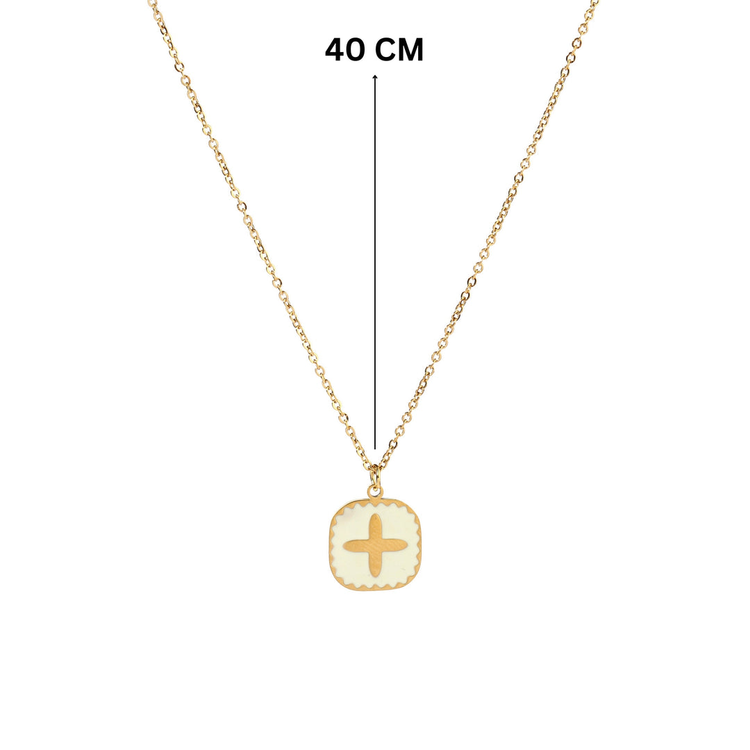 White Cross Gold Necklace