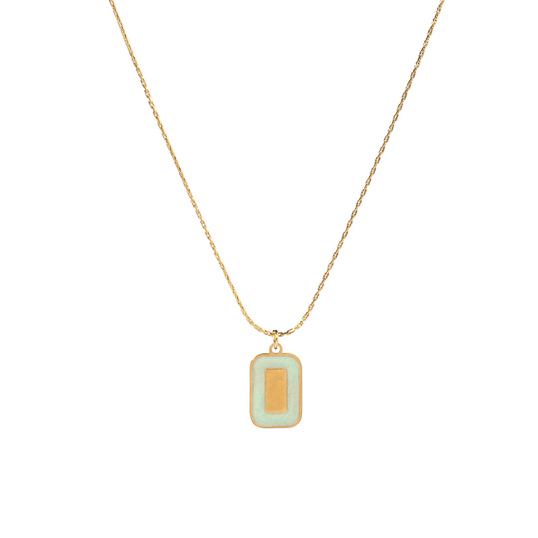 Green Block Gold Necklace - Salty Accessories