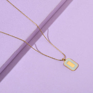 Green Block Gold Necklace