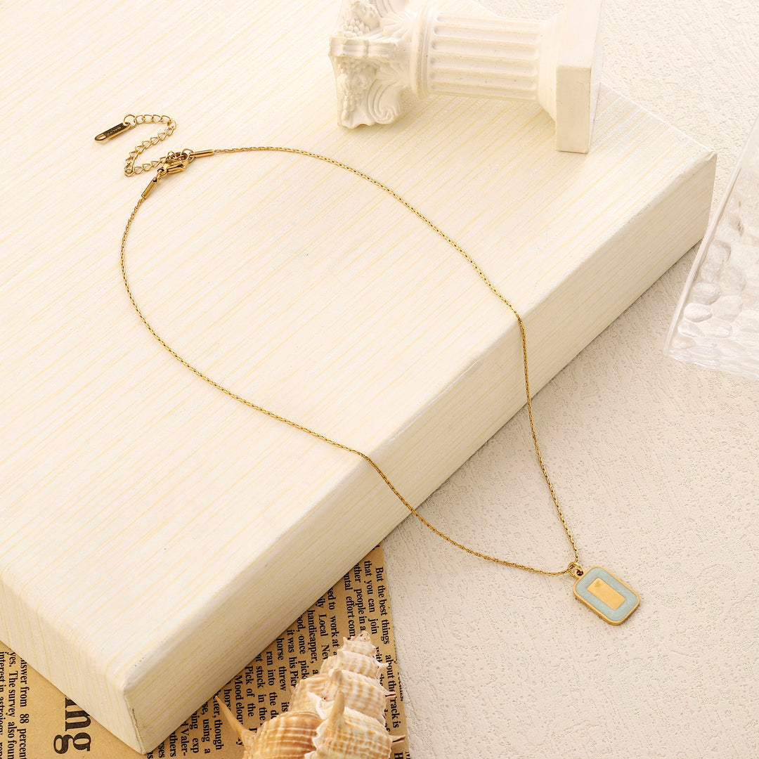 Green Block Gold Necklace - Salty Accessories