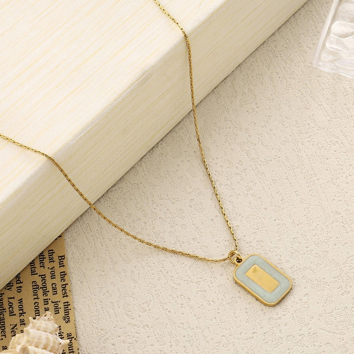 Green Block Gold Necklace