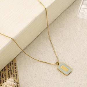 Green Block Gold Necklace