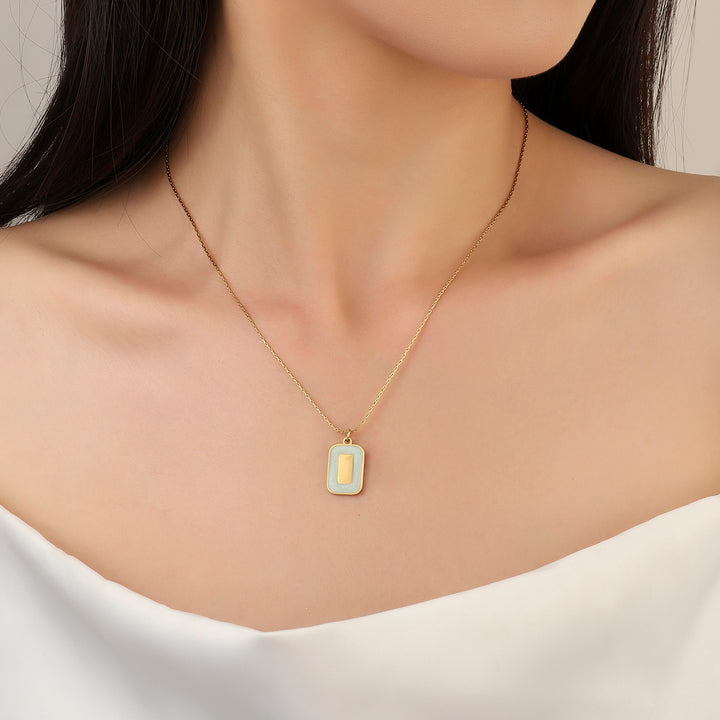 Green Block Gold Necklace - Salty Accessories