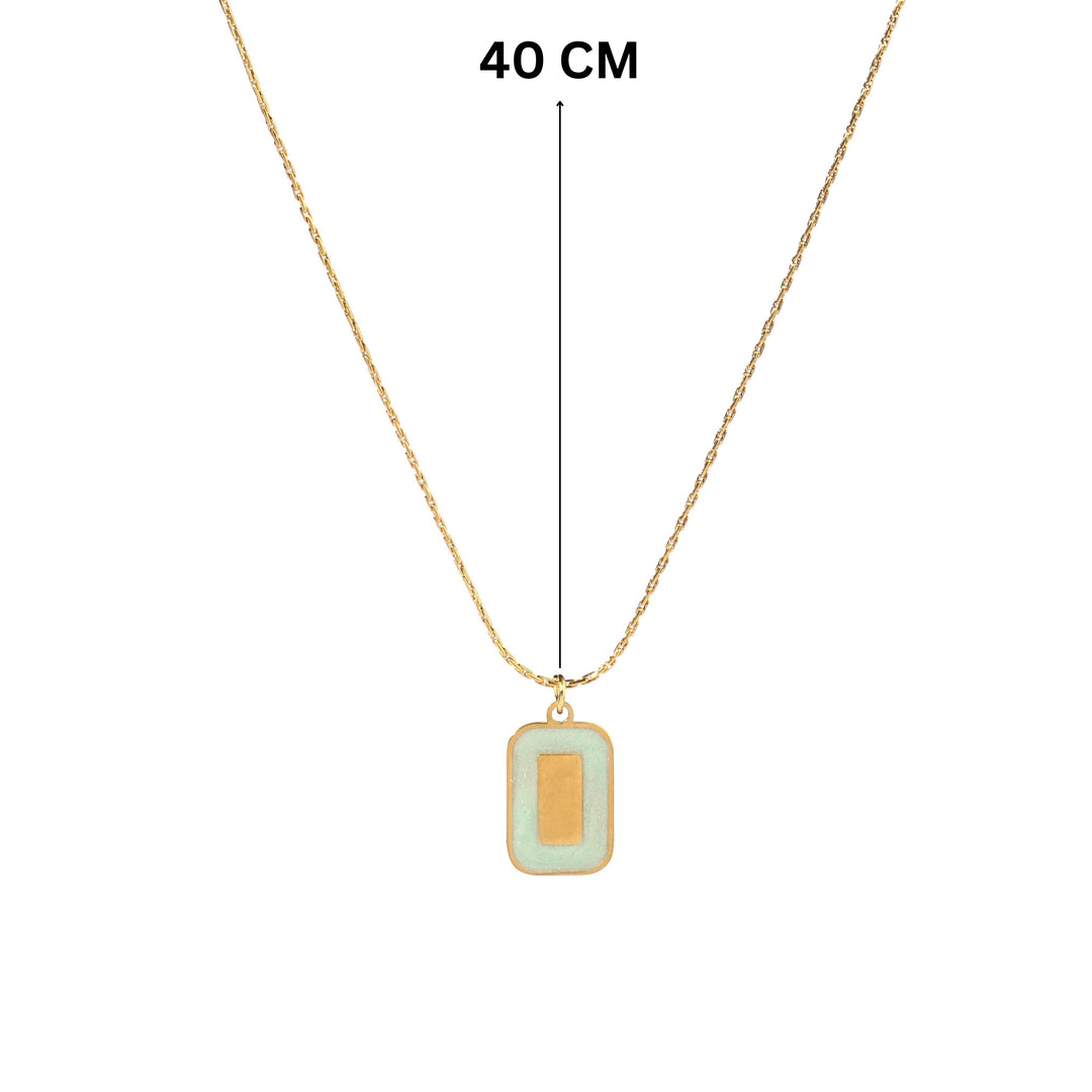 Green Block Gold Necklace - Salty Accessories