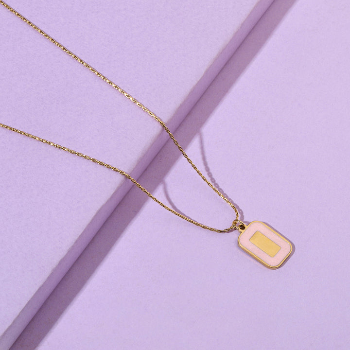 Pink Block Gold Necklace