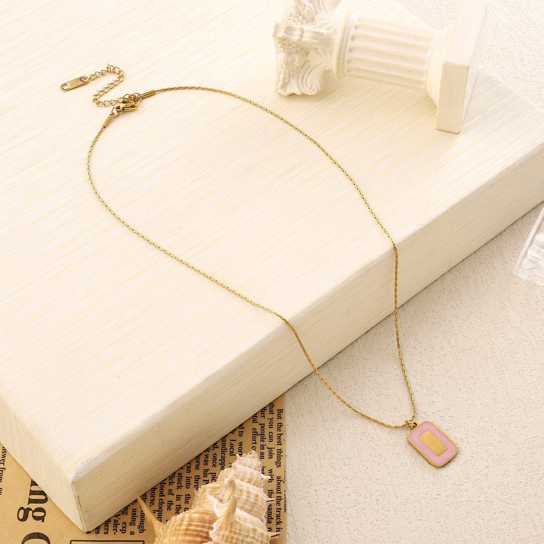 Pink Block Gold Necklace - Salty Accessories