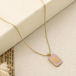 Pink Block Gold Necklace