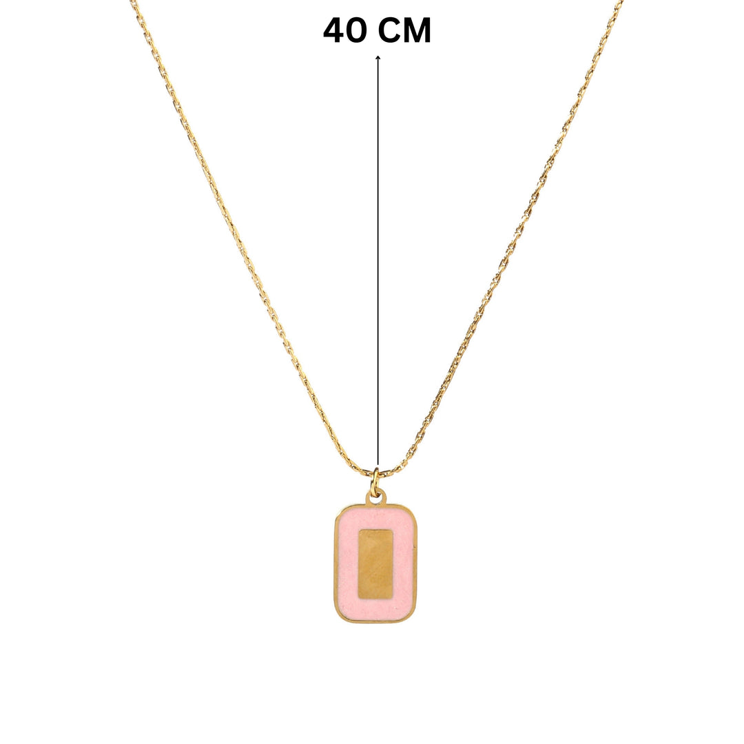 Pink Block Gold Necklace