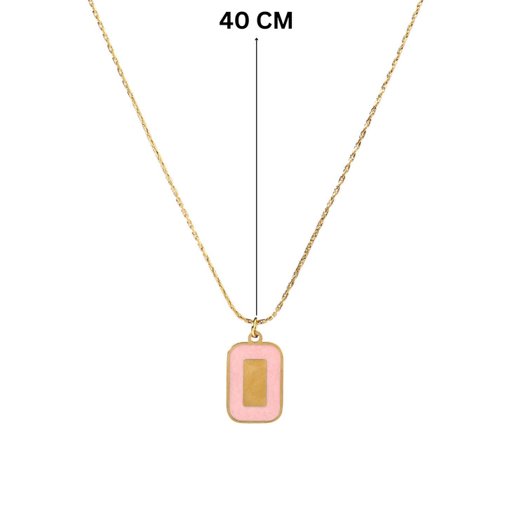 Pink Block Gold Necklace